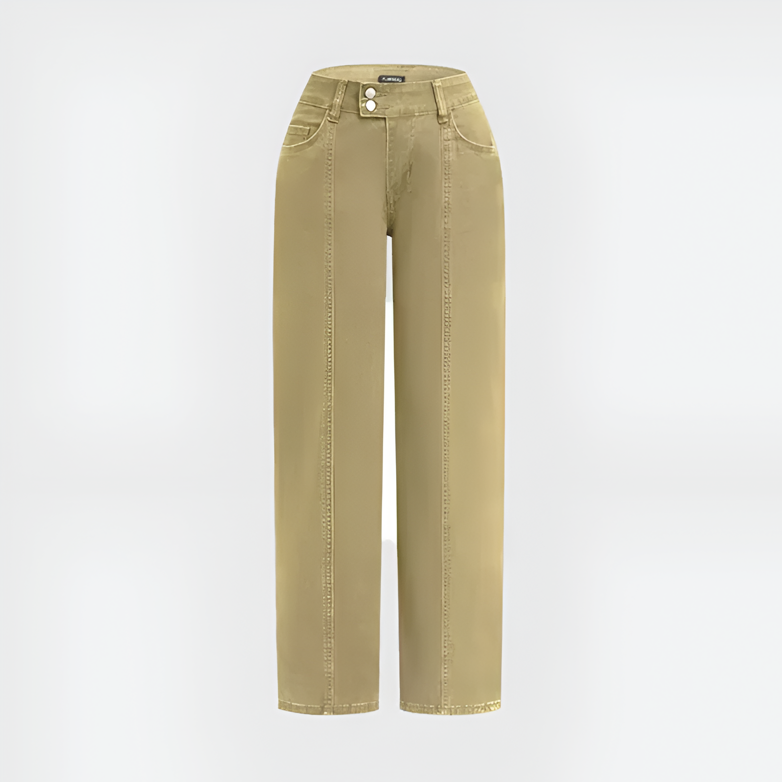 Solid Seam Front Mid Rise Straight Leg Pants Mid Rise Stretch Fabric Casual Trousers - Image 8