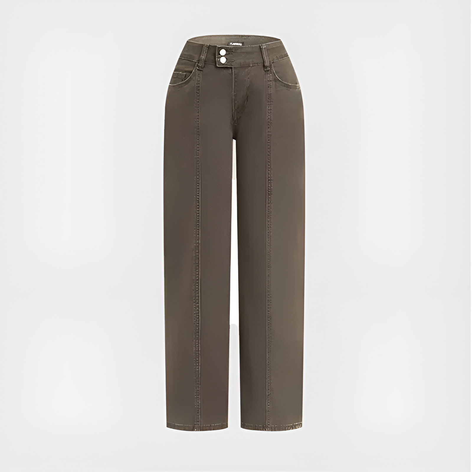 Solid Seam Front Mid Rise Straight Leg Pants Mid Rise Stretch Fabric Casual Trousers - Image 17