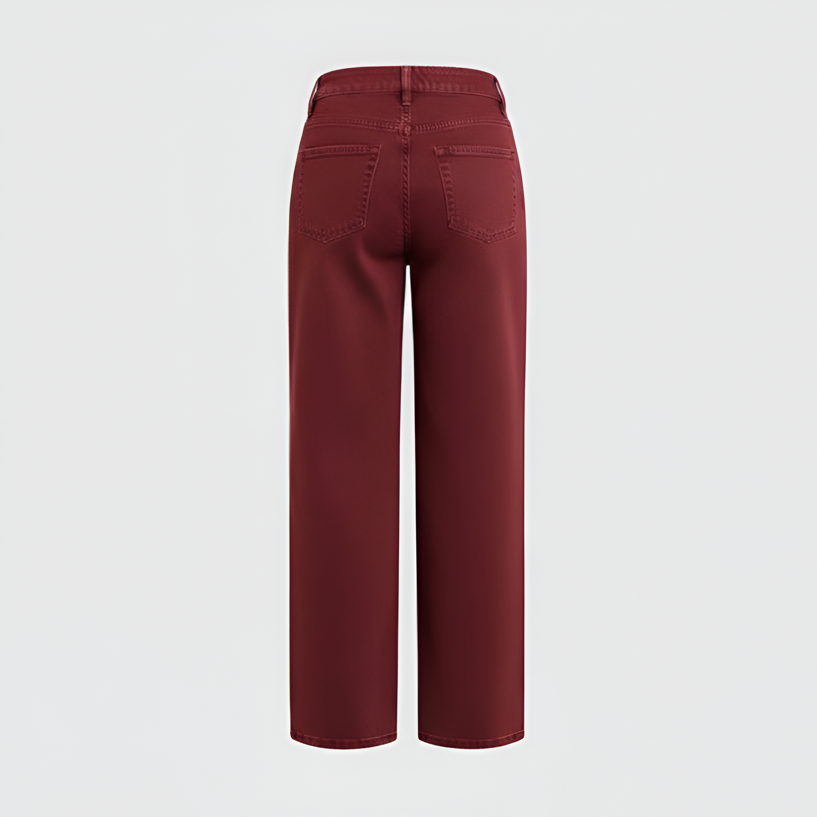 Solid Seam Front Mid Rise Straight Leg Pants Mid Rise Stretch Fabric Casual Trousers - Image 11