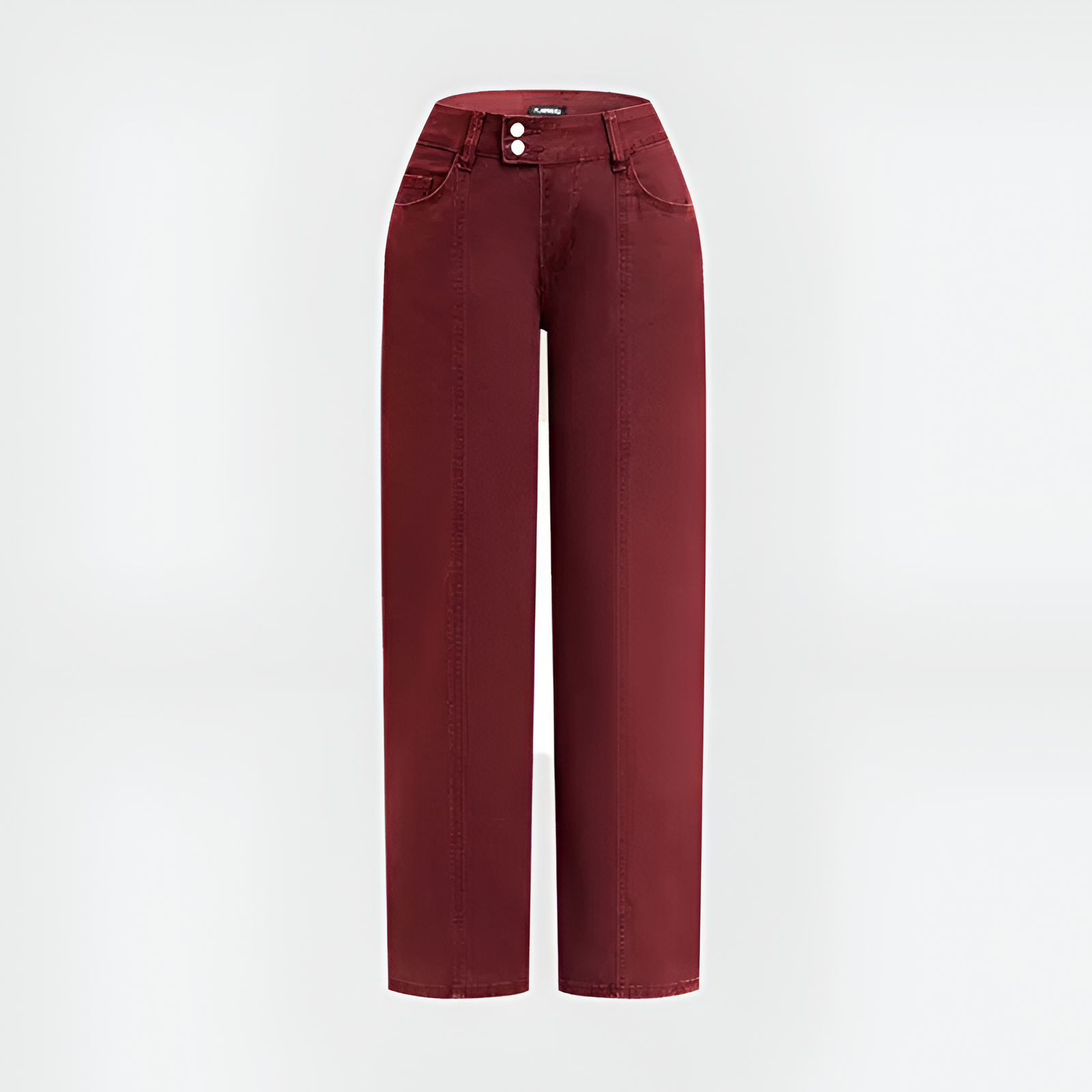 Solid Seam Front Mid Rise Straight Leg Pants Mid Rise Stretch Fabric Casual Trousers - Image 10