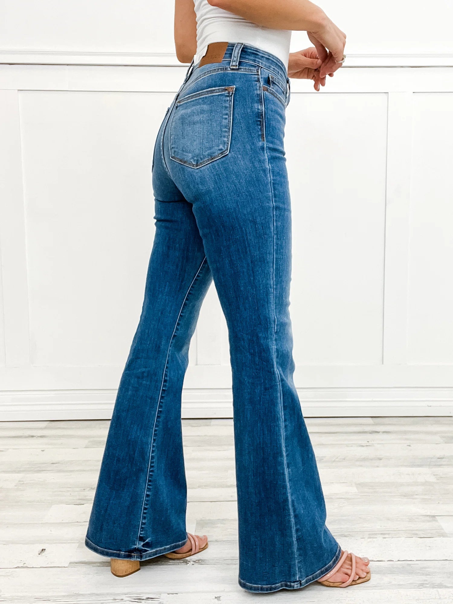 Comfy Flared Length Denim Jeans – back view detail