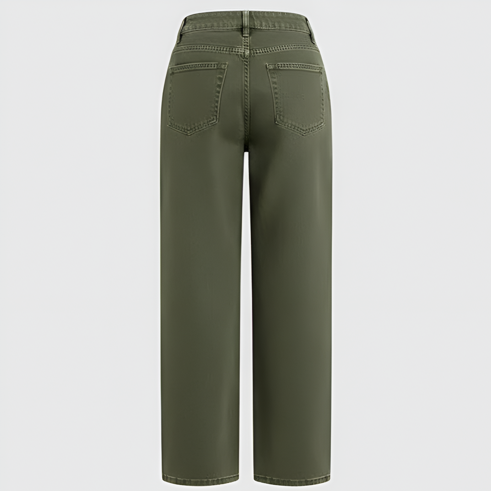 Solid Seam Front Mid Rise Straight Leg Pants Mid Rise Stretch Fabric Casual Trousers - Image 16