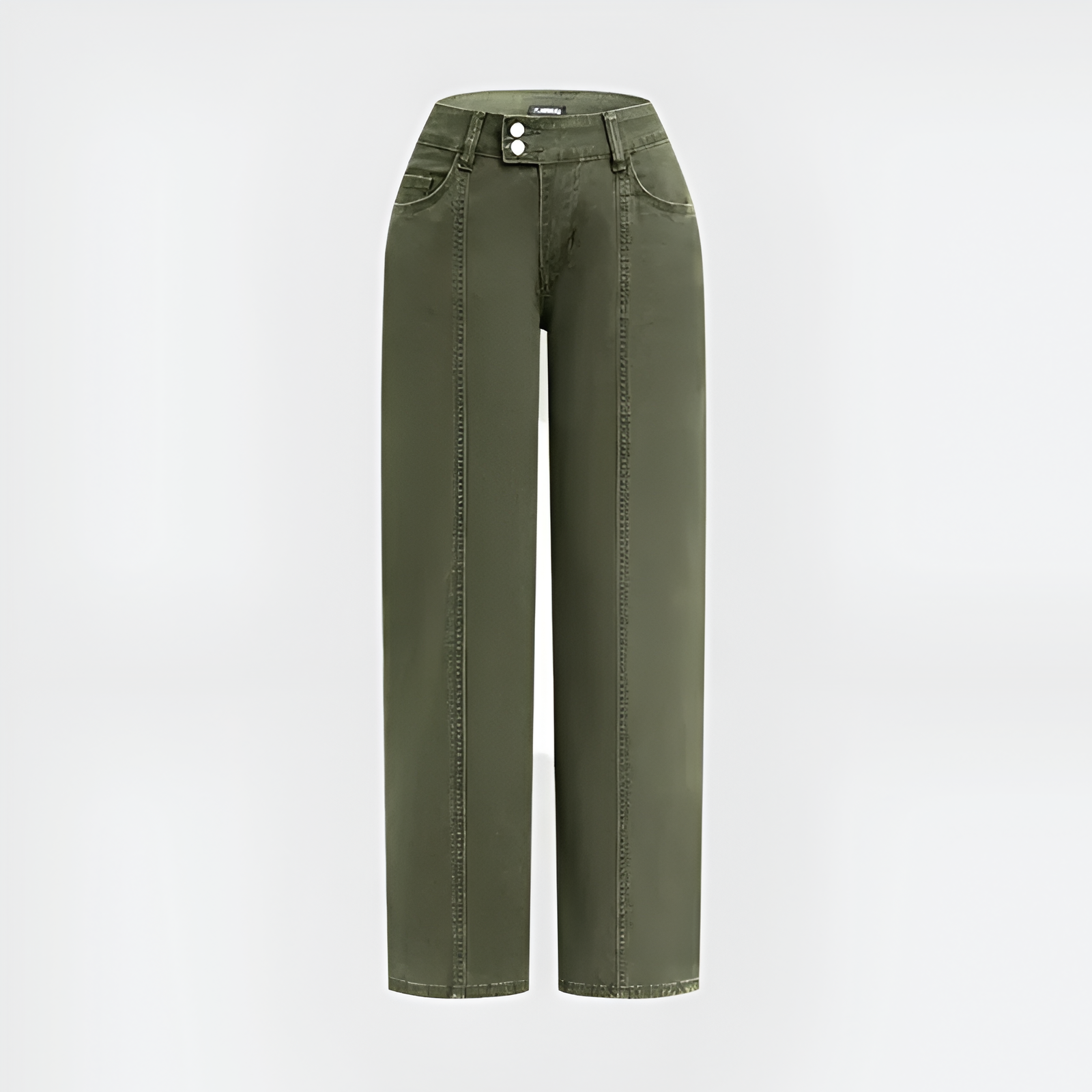 Solid Seam Front Mid Rise Straight Leg Pants Mid Rise Stretch Fabric Casual Trousers - Image 15