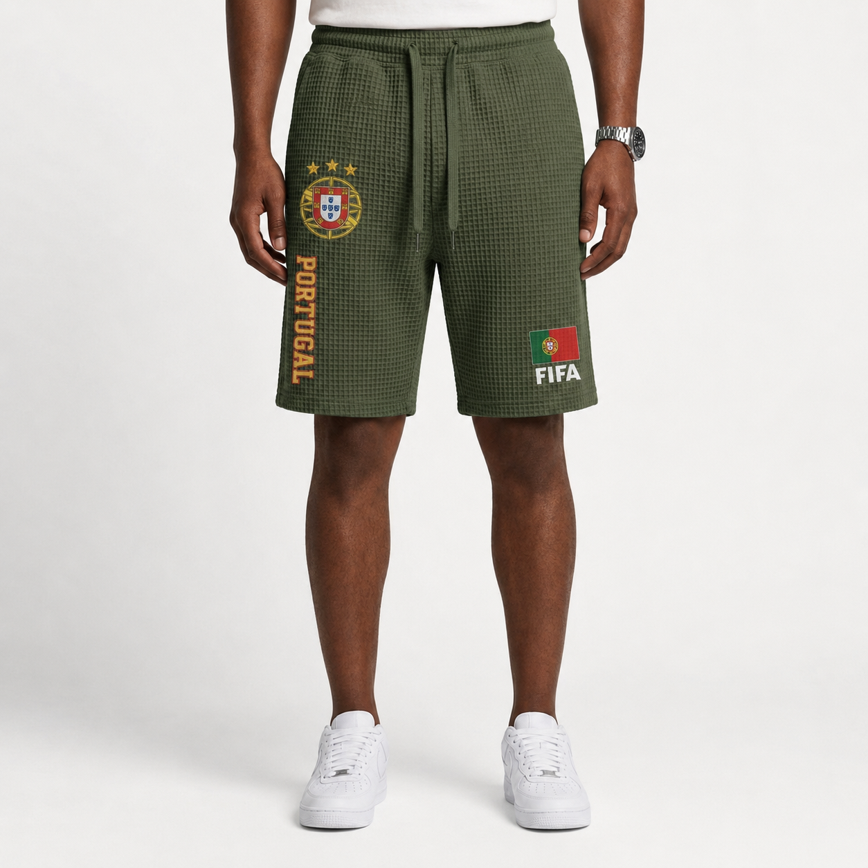 FIFA 2026 Portugal Printed Waffle Football Fan Shorts
