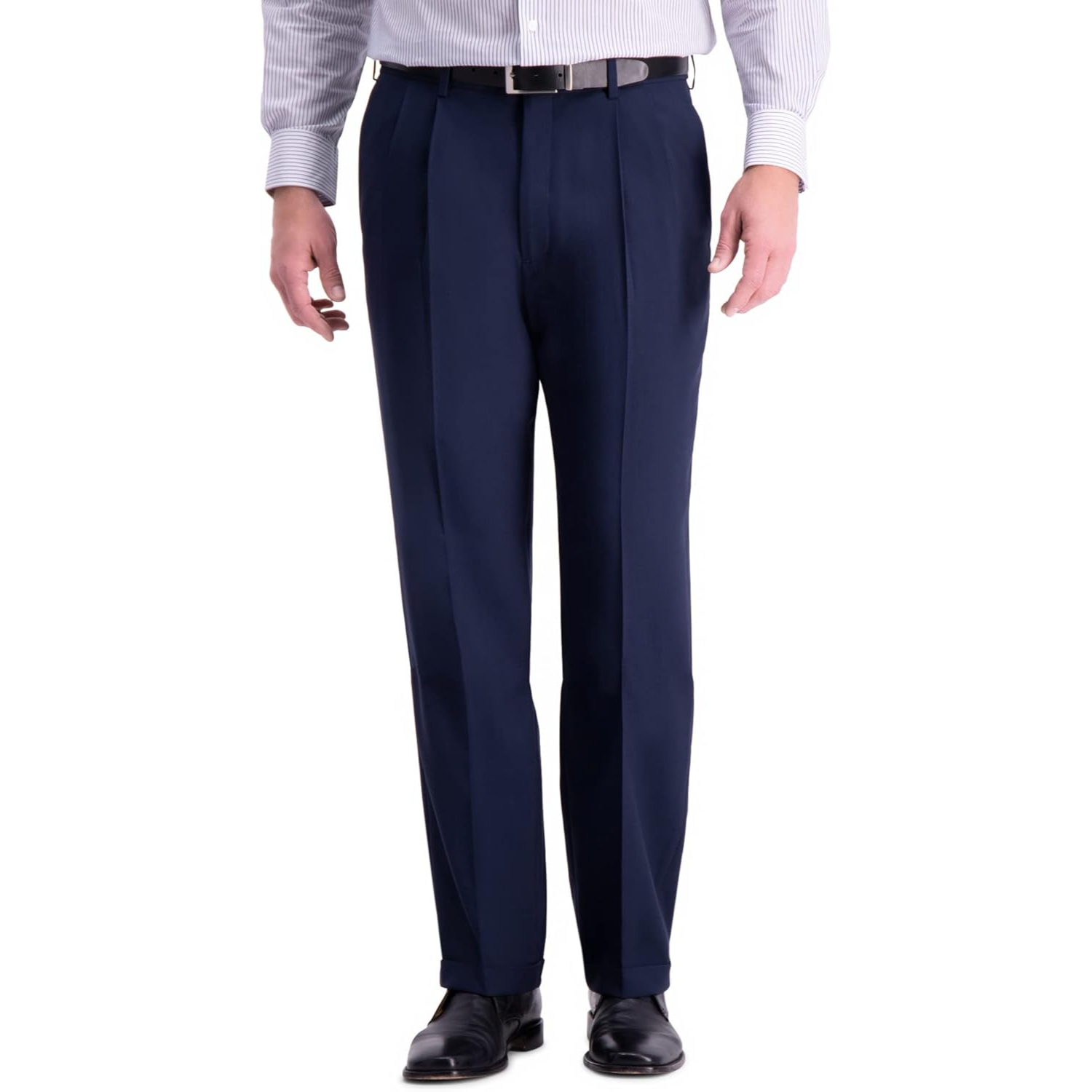 Classic Fit Pleated Dress Pants With Expandable Design For Men – fit and style view