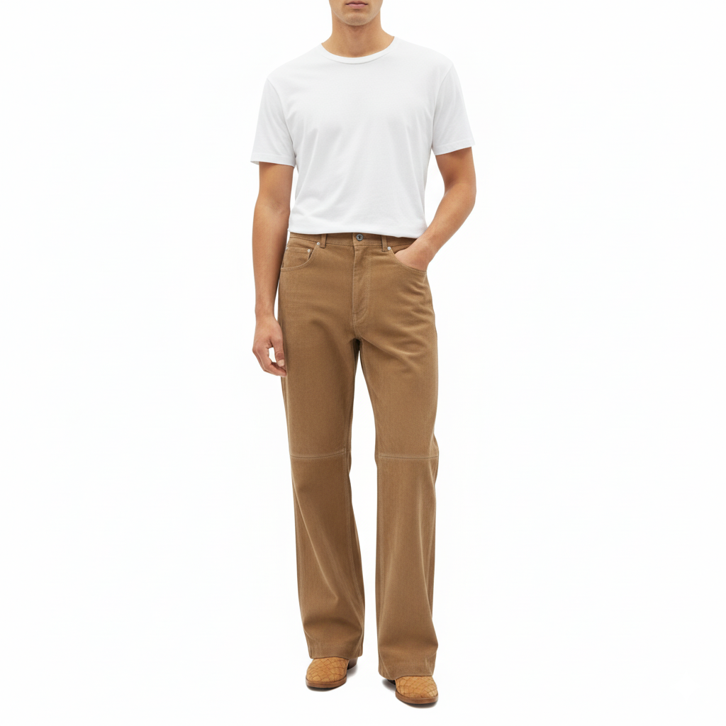Men's Classic Corduroy Flare Pants With Vintage Style Design – side profile view