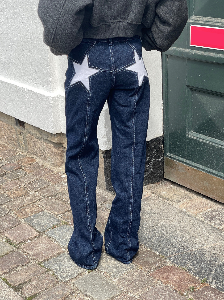 Star Jeans With White Stars – fabric detail close-up