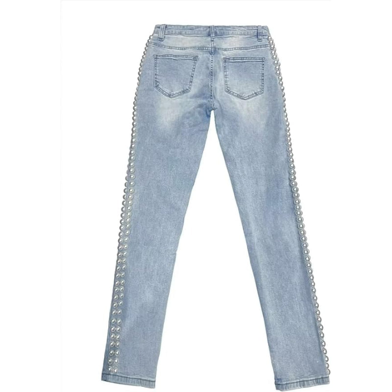 Stylish Comfy Stretch Denim Skinny Jeans – fabric detail close-up