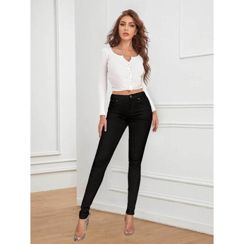 Stylish Comfy Stretch Denim Skinny Jeans – full length outfit view
