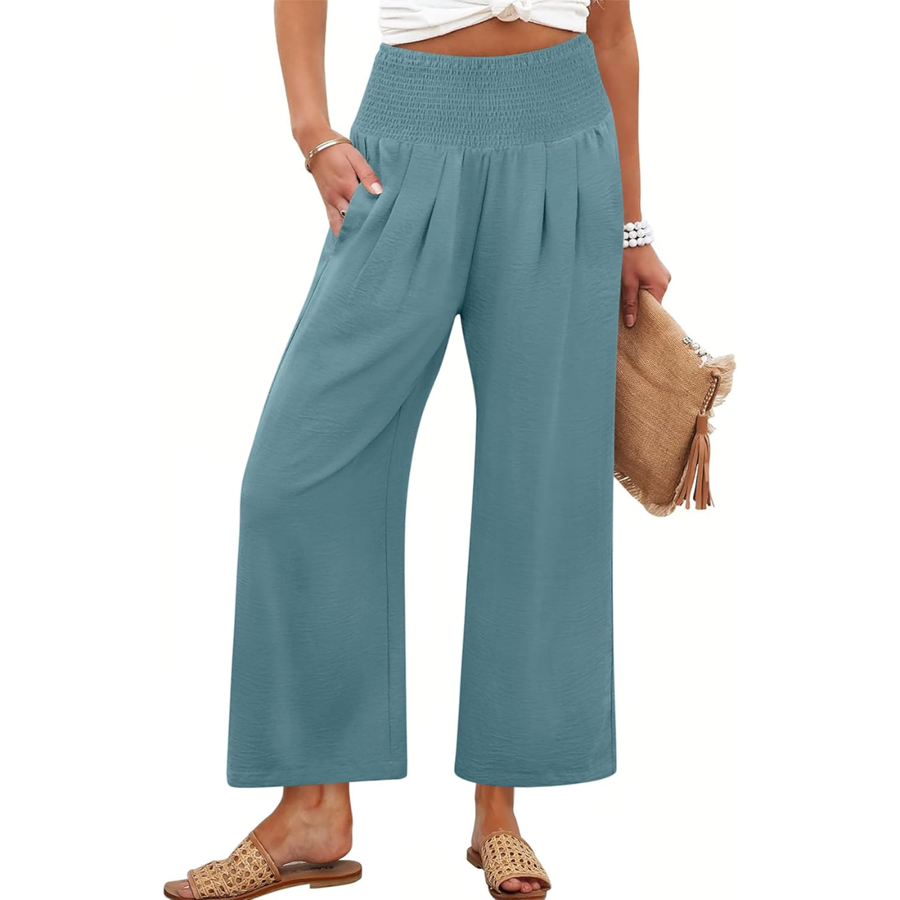 Summer Casual Flowy Palazzo Trousers For Women – lifestyle view 15