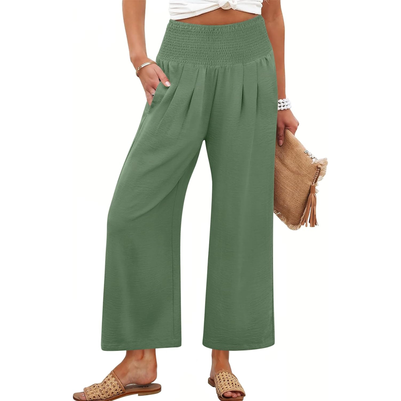 Summer Casual Flowy Palazzo Trousers For Women – fit and style view
