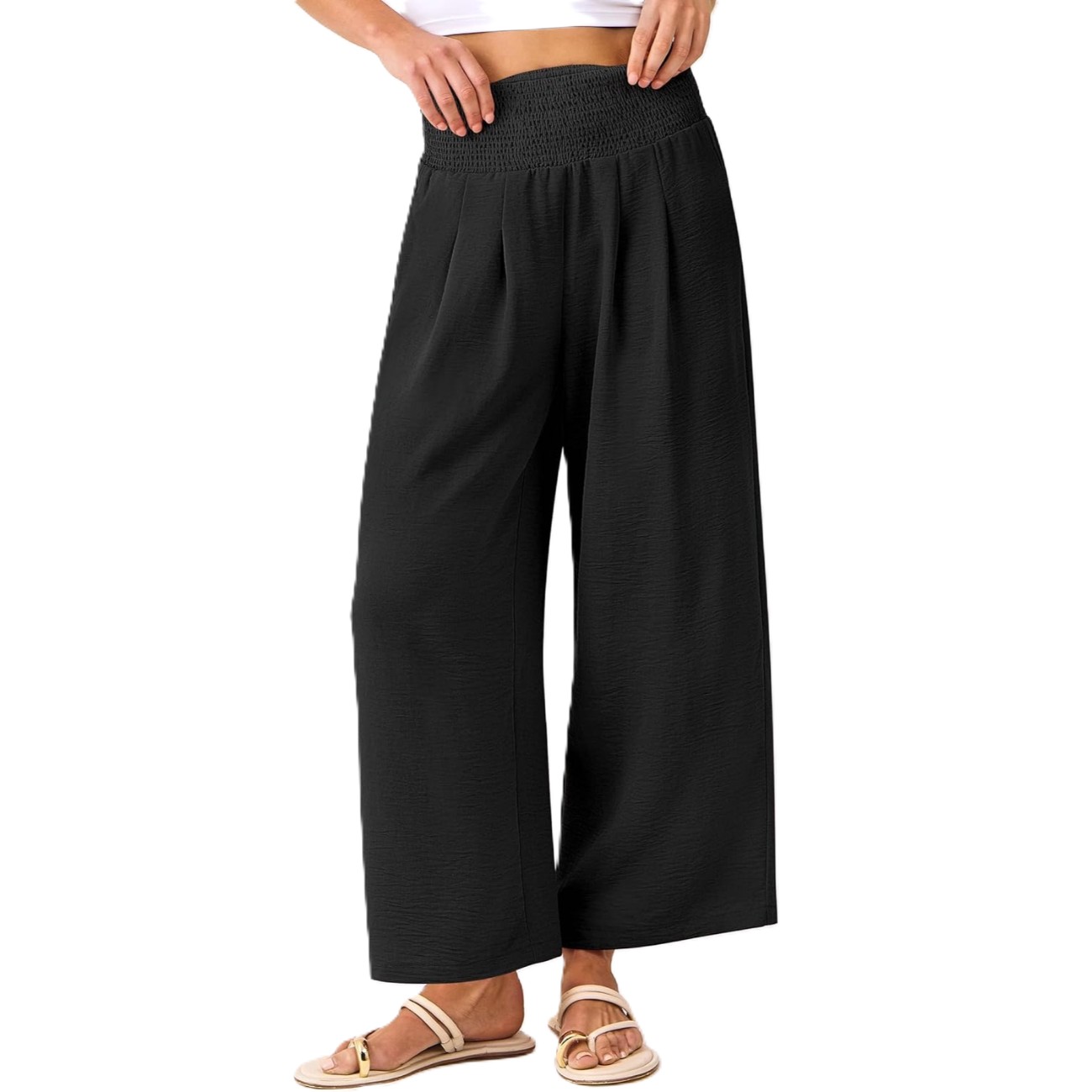 Summer Casual Flowy Palazzo Trousers For Women – women's cargo pants front view