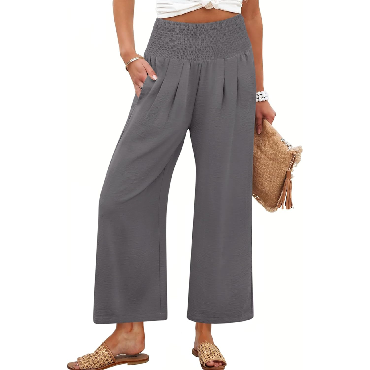 Summer Casual Flowy Palazzo Trousers For Women – lifestyle view 11