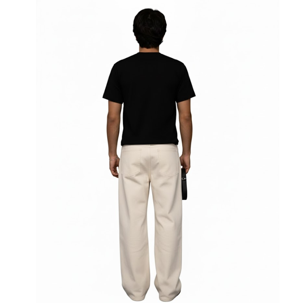 Casual Wide Leg Raw Denim Jeans for Men