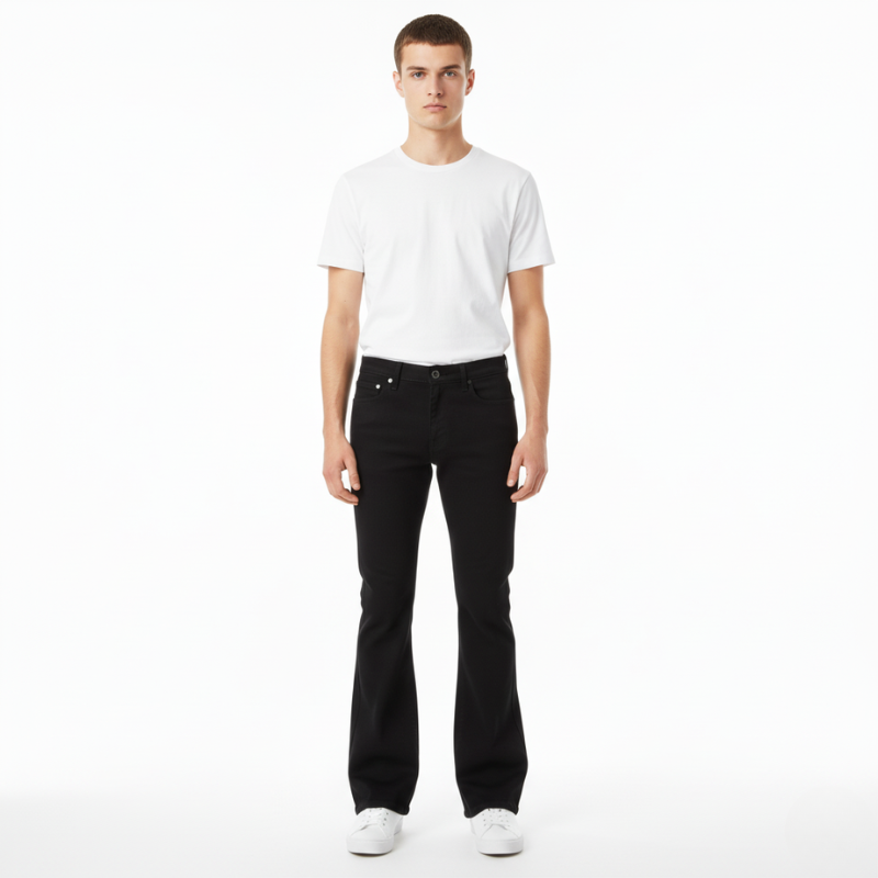 Retro Bell Bottom Jeans For Men With Stretch Fit – waistband detail