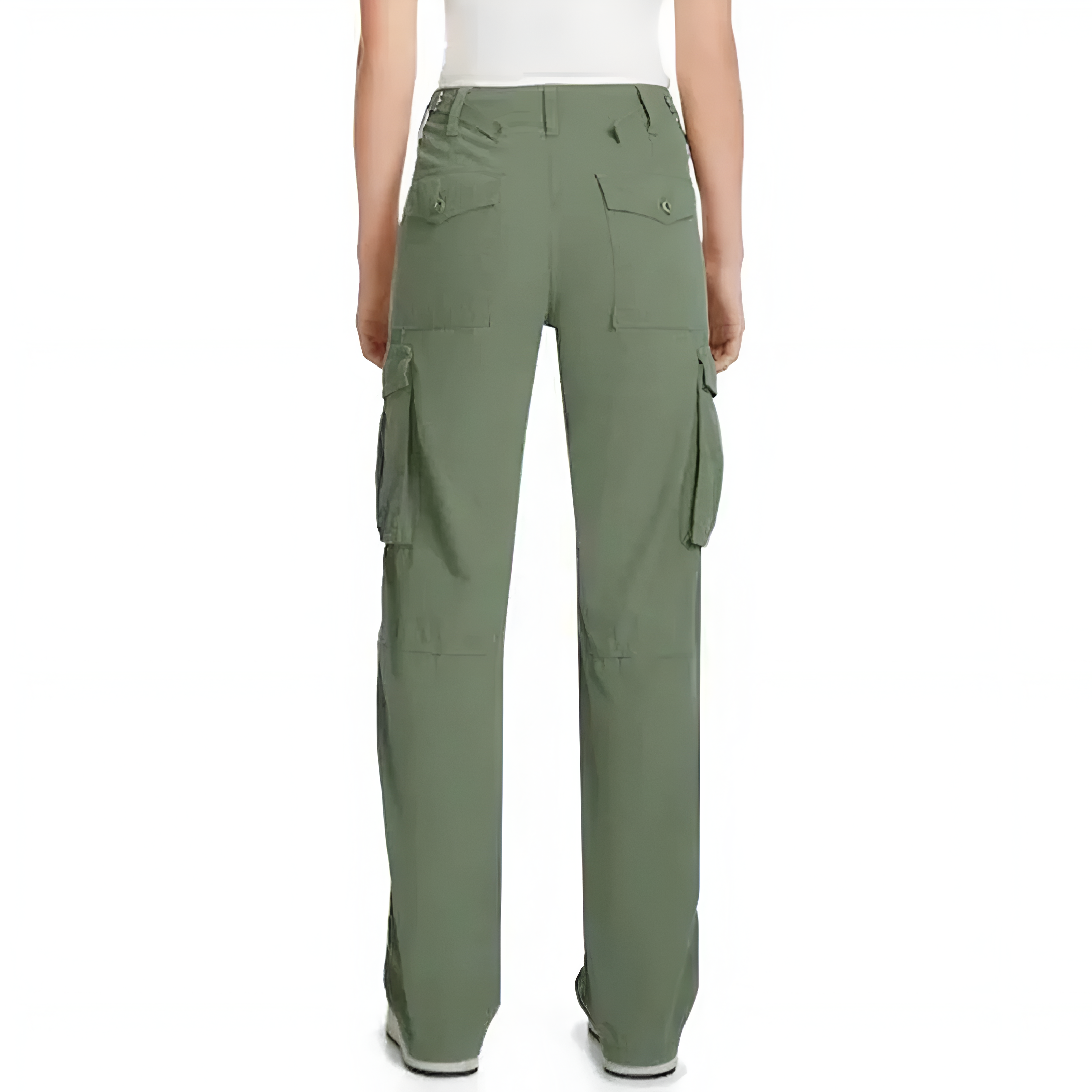 High Rise Straight Fit Cargo Pants With Wide Pocket - Trendy Streetwear – pocket detail close-up