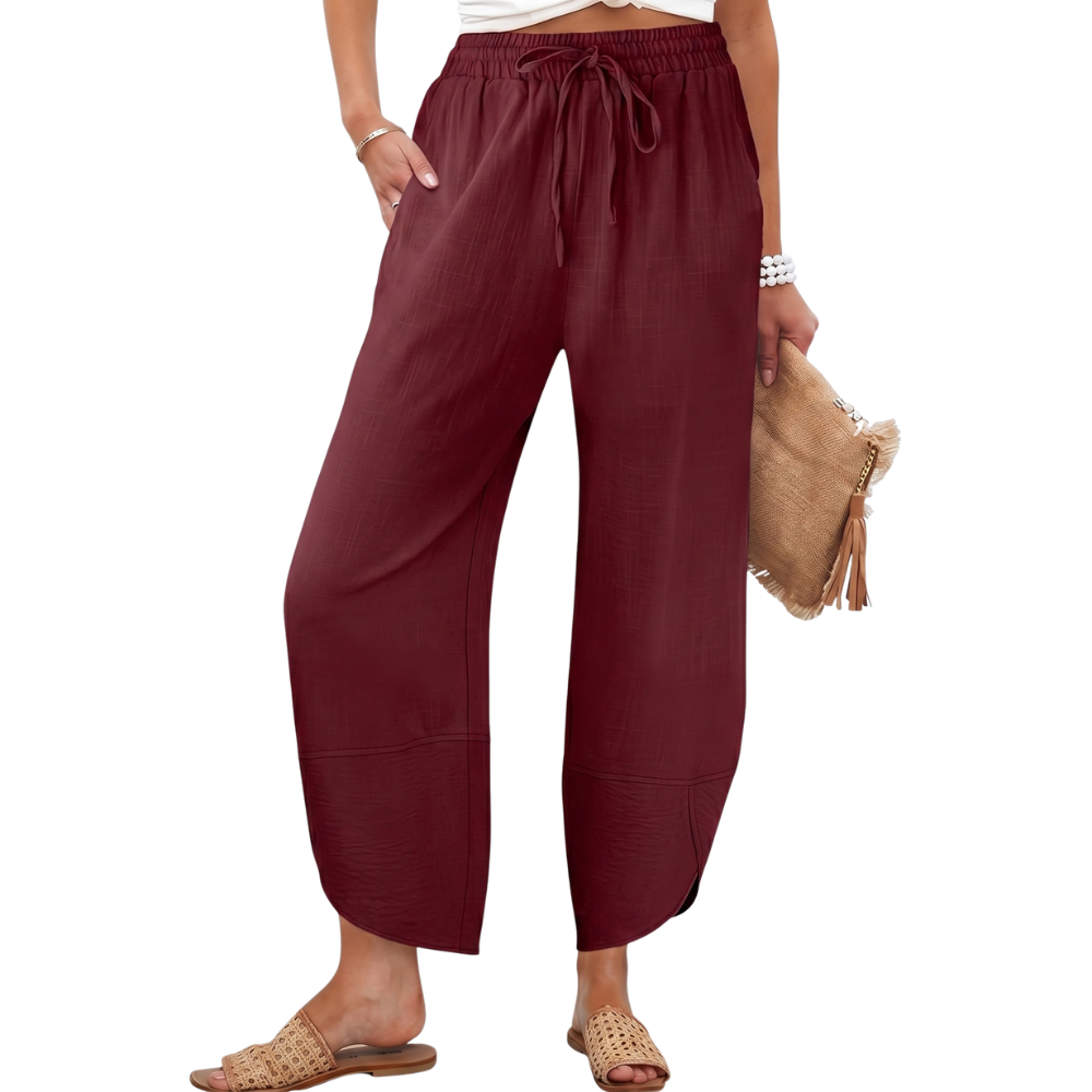 Flowy Barrel Cropped Wide Lounge Pants For Women