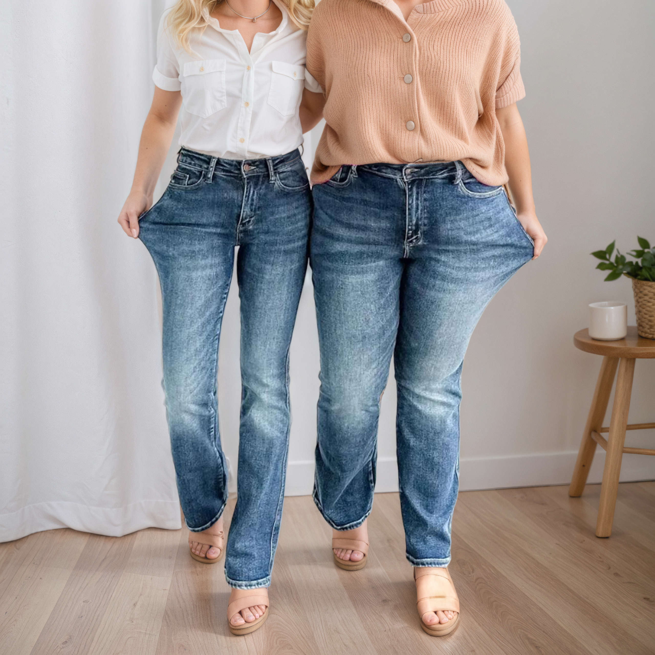 High Stretch Bootcut Jeans – model wearing view