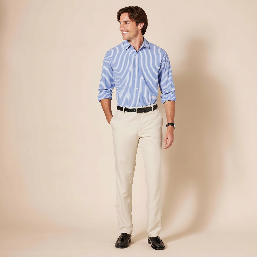 Slim Fit Flat Front Dress Pants For Men – lifestyle view 17