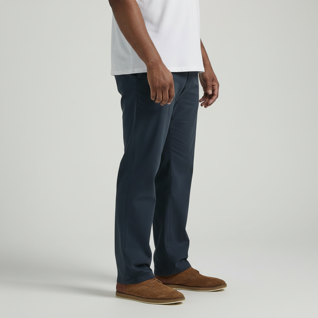 Regular Straight Fit Pant With Flat Front Style For Men – model wearing view