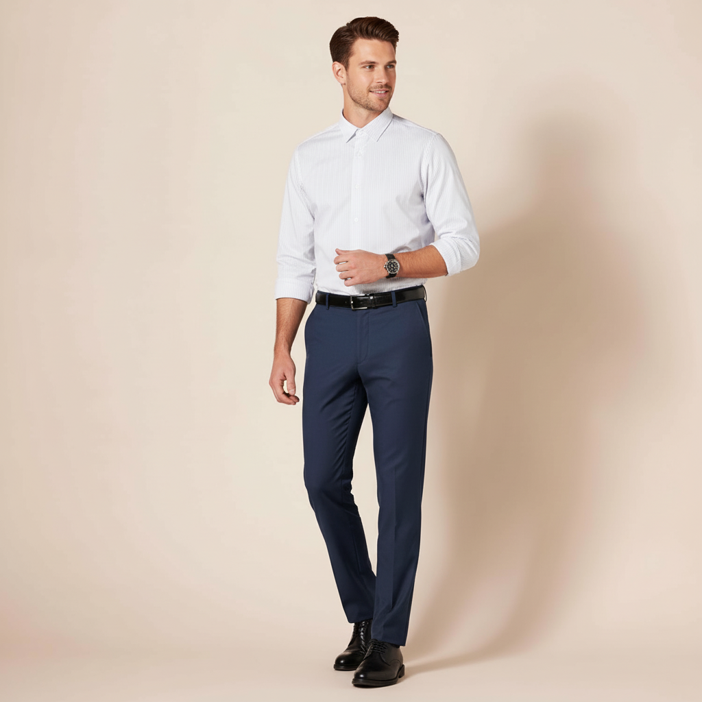 Slim Fit Flat Front Dress Pants For Men – lifestyle view 12