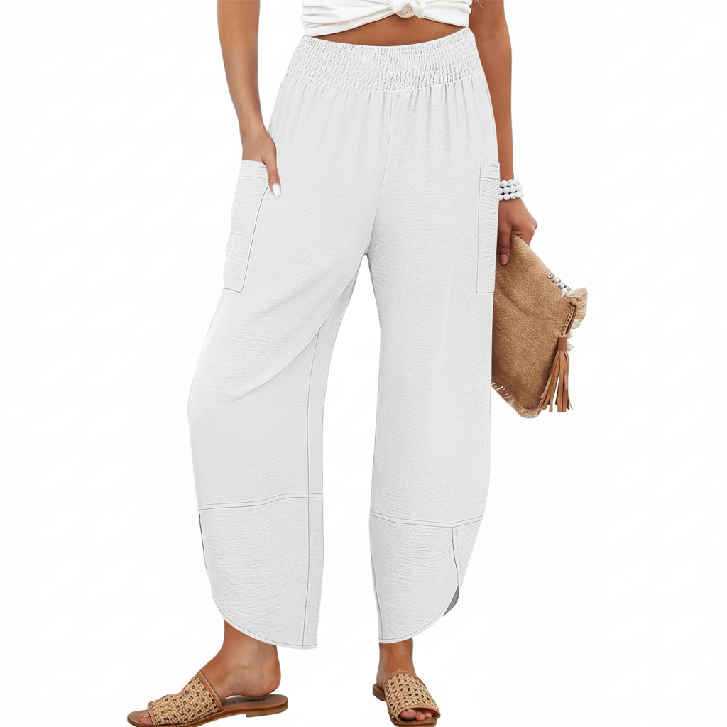 High Waisted Cropped Palazzo Trousers – full length outfit view