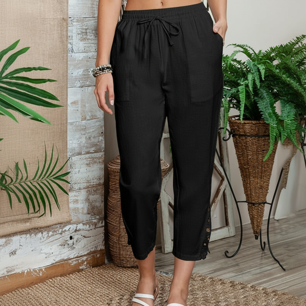 Casual Lightweight Pants With Pockets And Drawstring For Women – styled outfit view