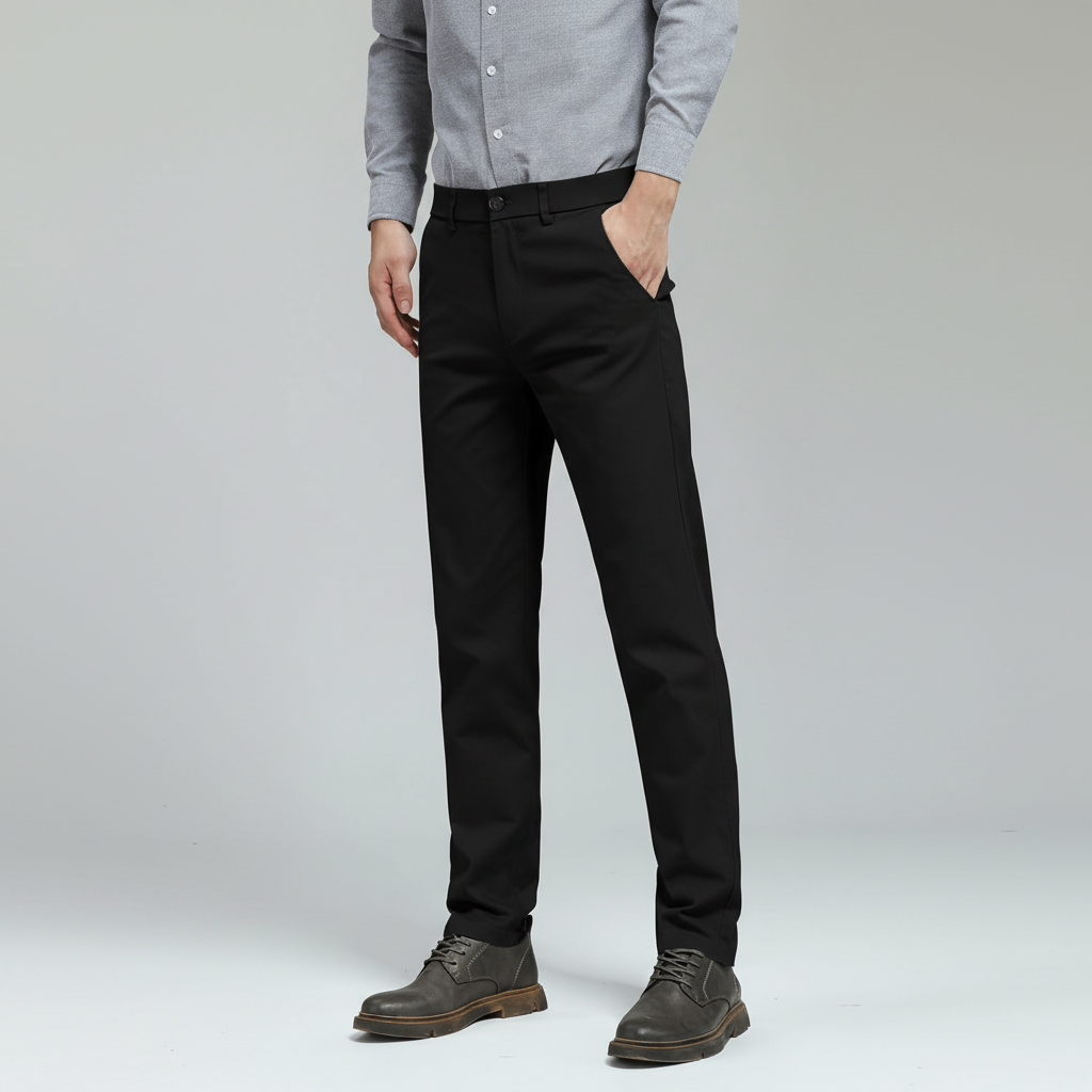 Flat Front Skinny Stretchy Slim Fit Tapered Trousers – pocket detail close-up