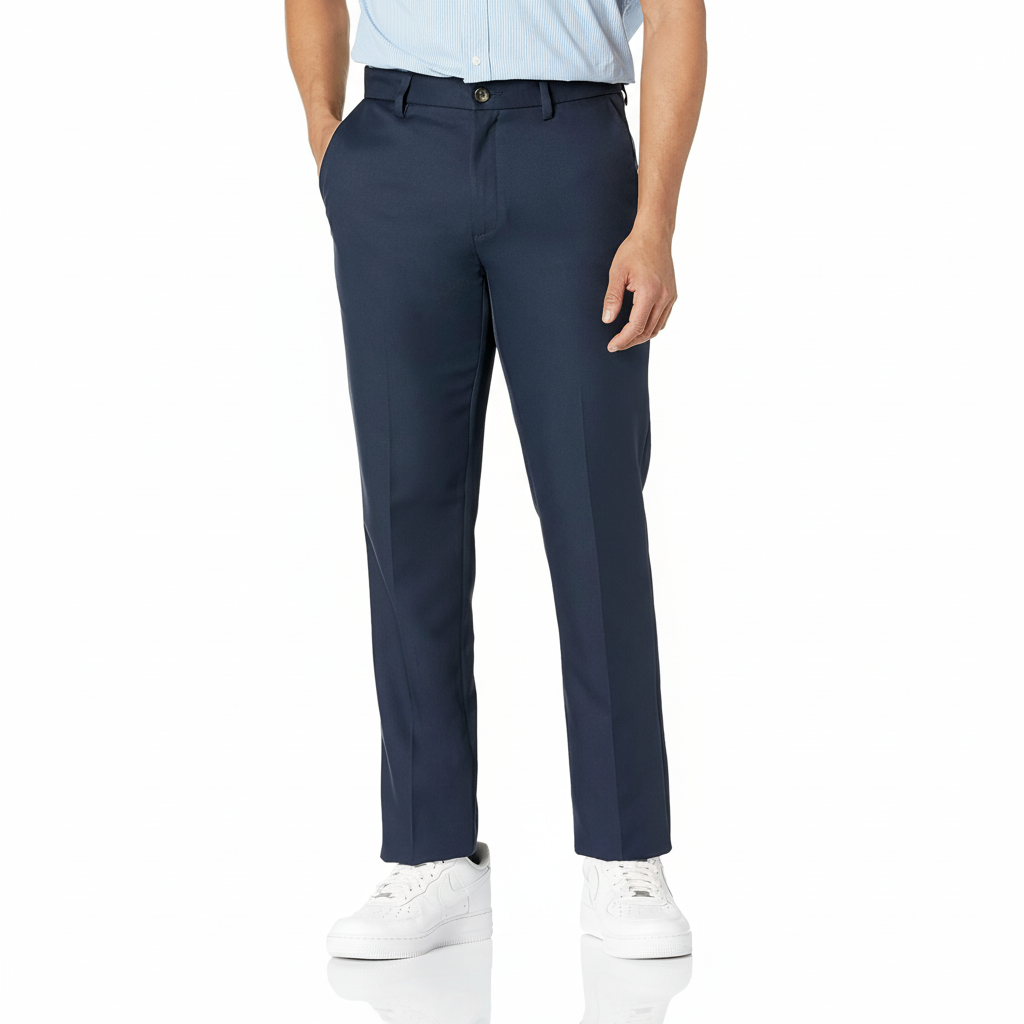 Slim Fit Flat Front Dress Pants For Men – lifestyle view 11