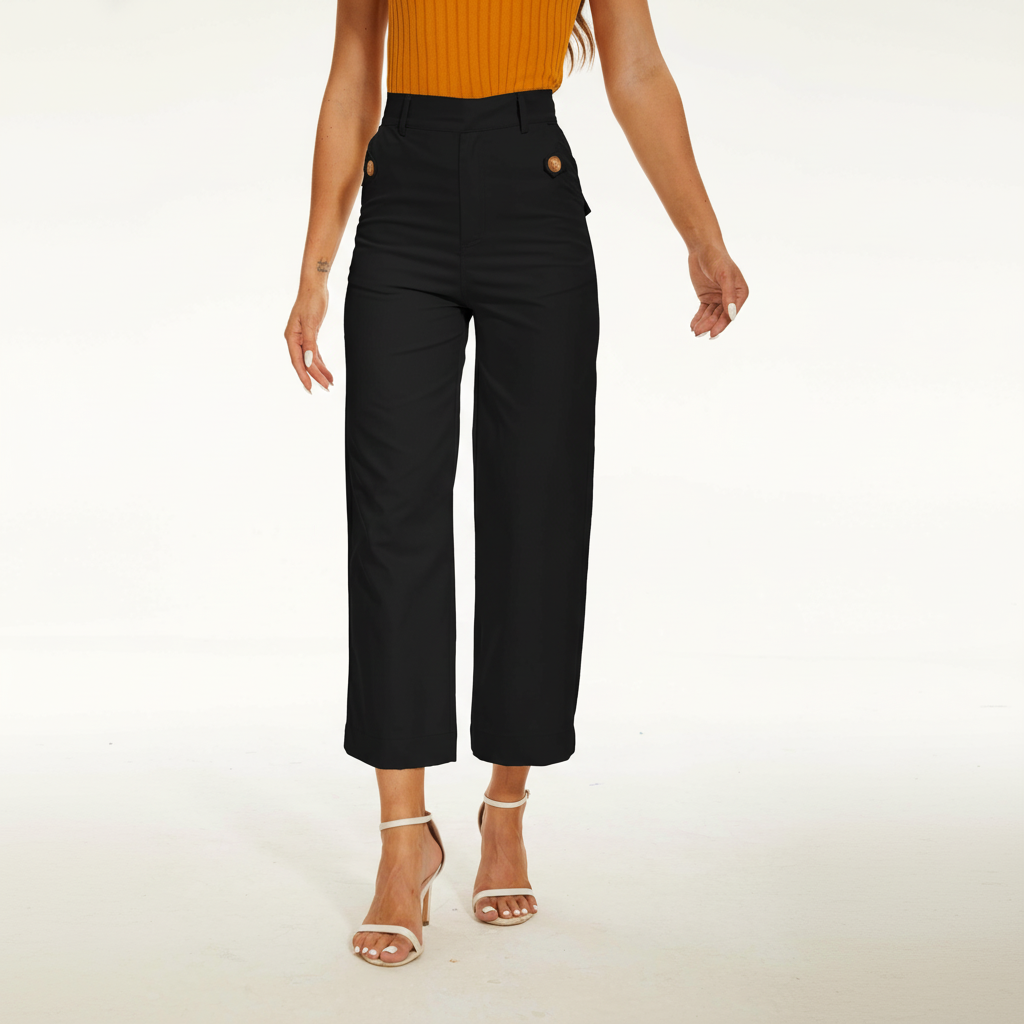 Stretch Twill Cropped Wide Leg Pant