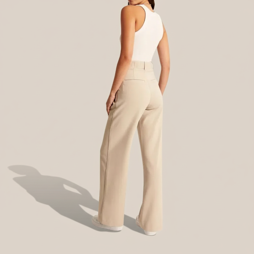 Lightweight Tailored Wide Pants With Pleated Front For Women