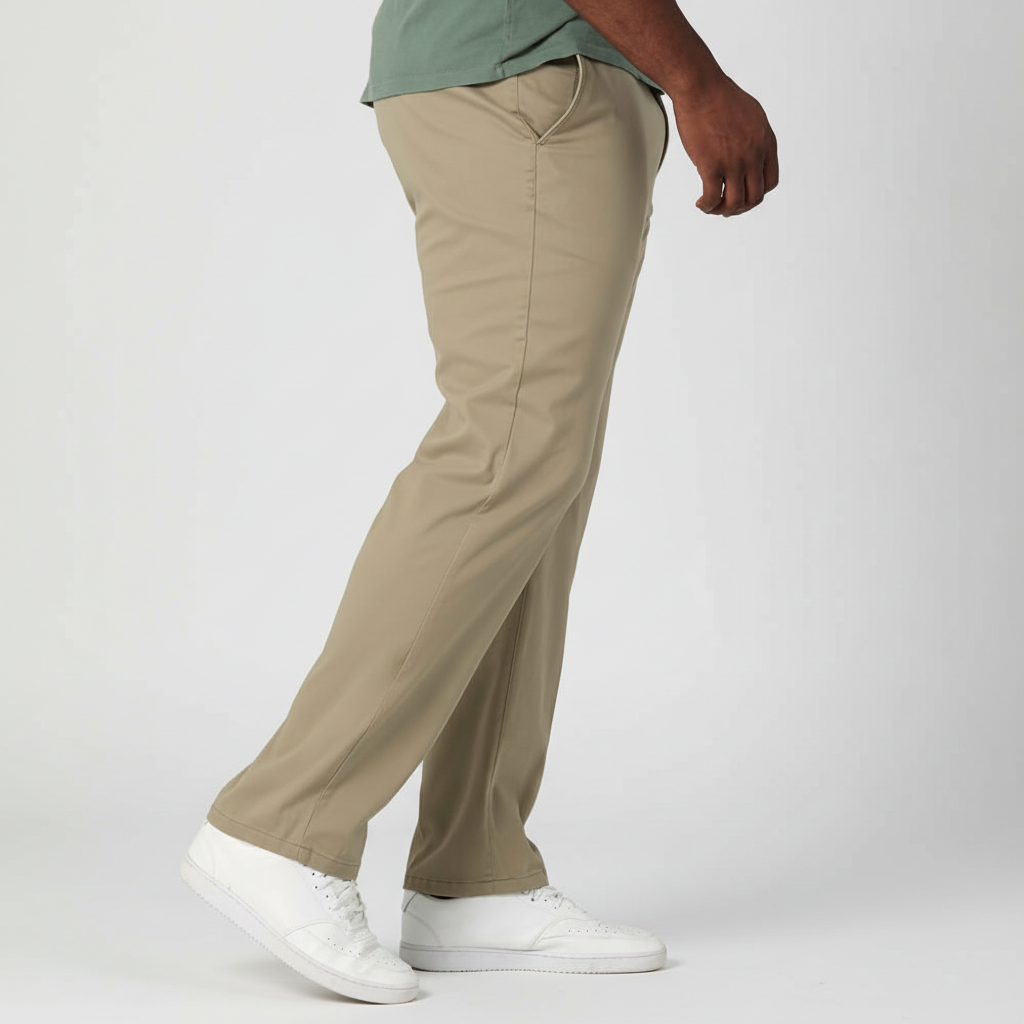 Regular Straight Fit Pant With Flat Front Style For Men – waistband detail