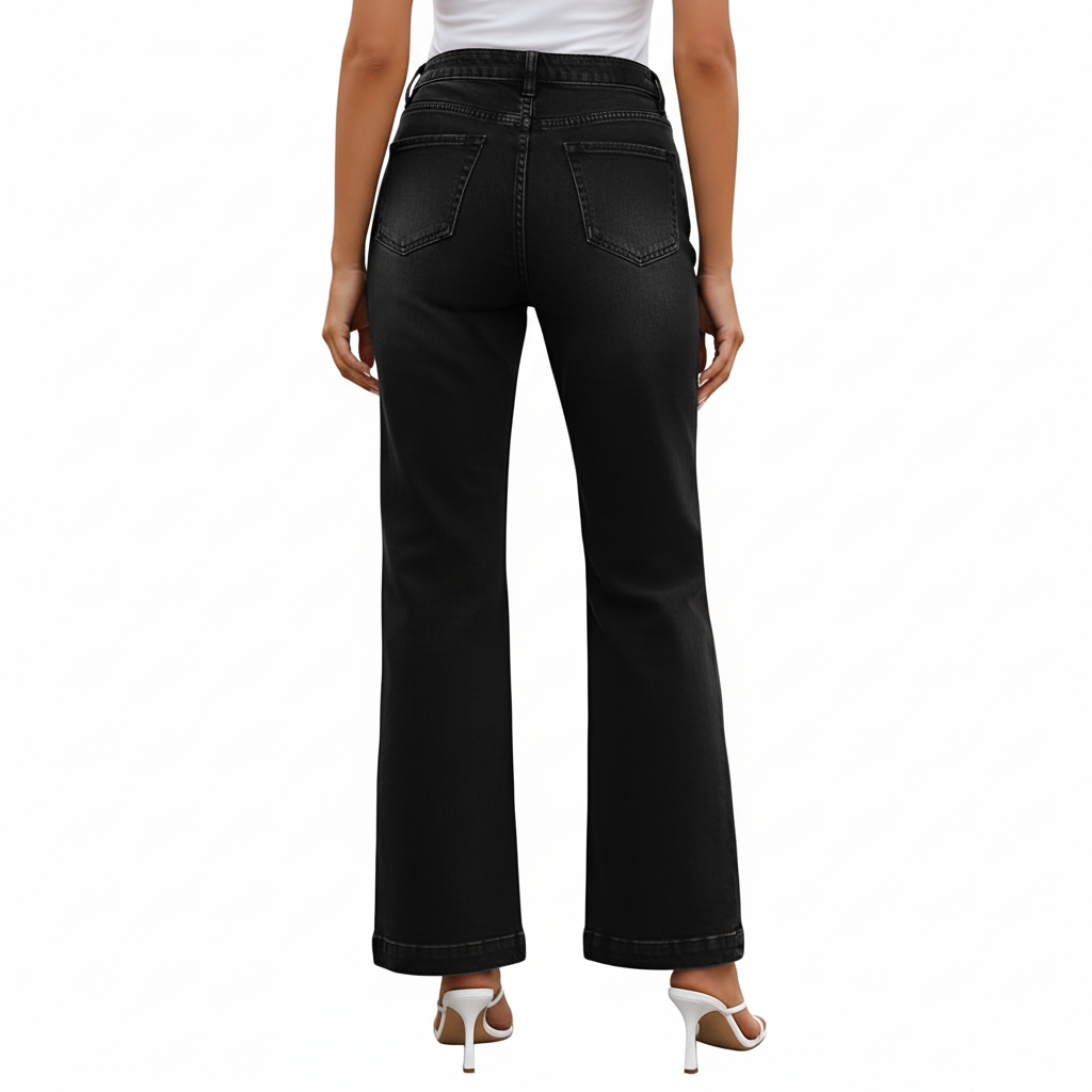 High Rise Wide Jeans With Front Seam For Women