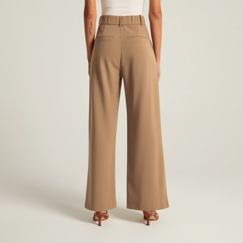 Lightweight Tailored Wide Pants With Pleated Front For Women - Work & Ca – fit and style view