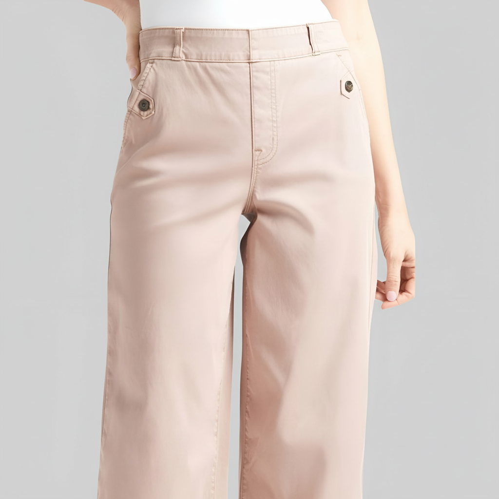 Casual High Rise Cropped Wide Pants For Women – fabric detail close-up