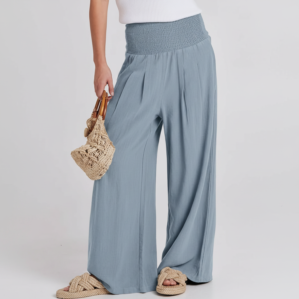 High Rise Wide Fit Casual Summer Pants For Women – model wearing view