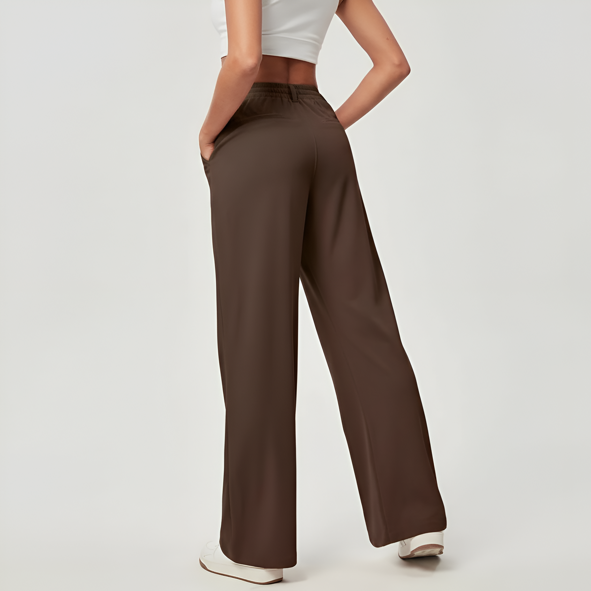 Casual And Comfortable Wide Fit Stretchy Work Pants For Women  – fit and style view