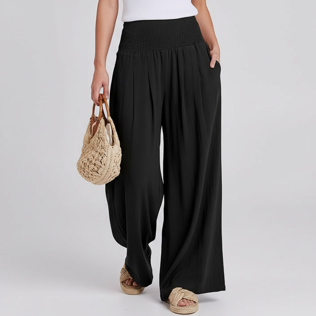 High Rise Wide Fit Casual Summer Pants For Women – side profile view
