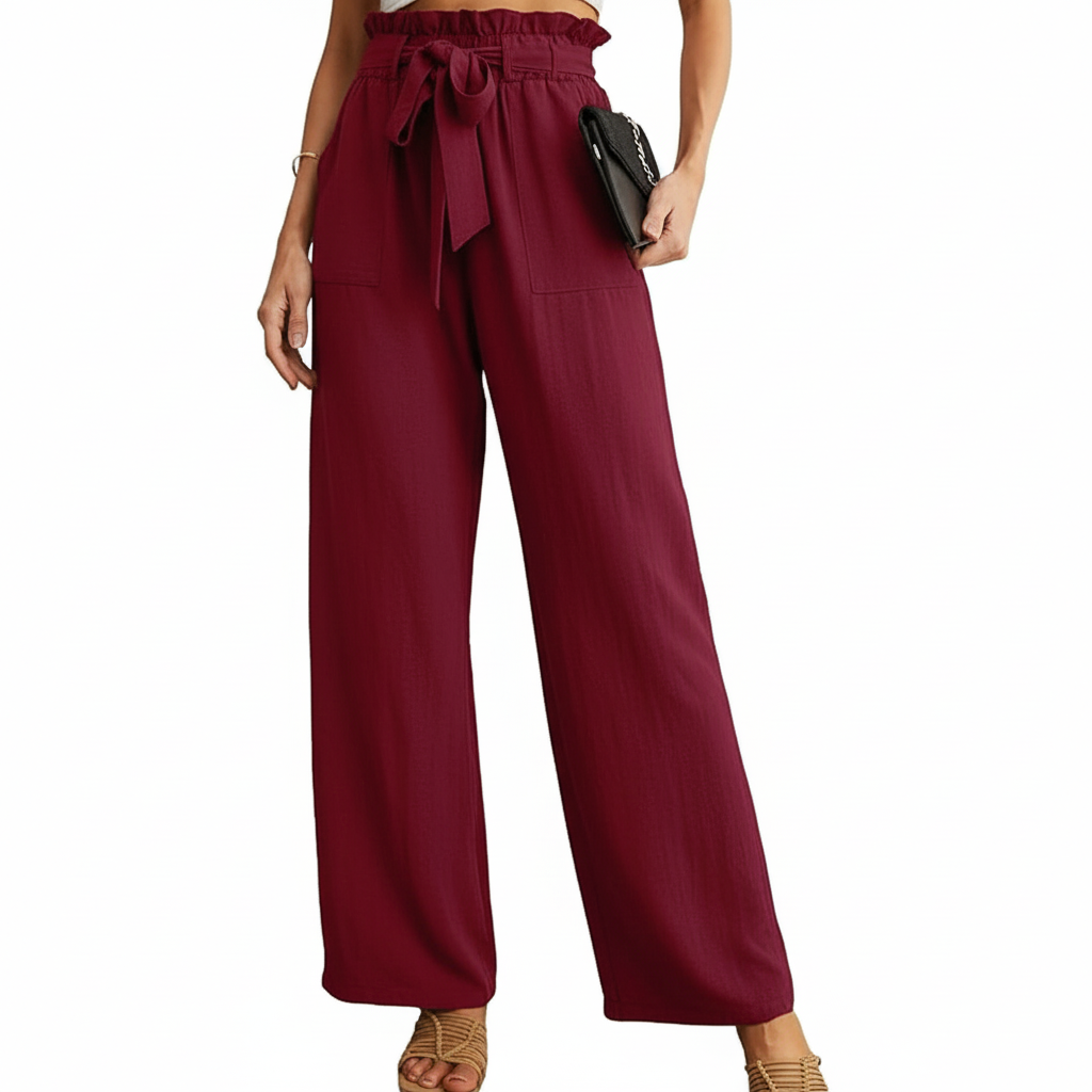 High Rise Adjustable Wide Fit Casual Trousers With Pockets For Women – lifestyle view 14