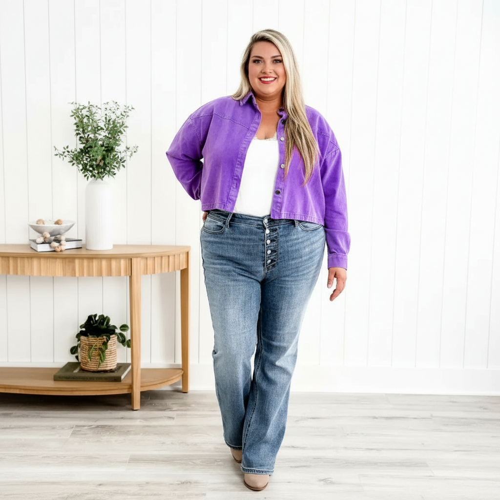 Mid Rise Button Fly Bootcut Jeans