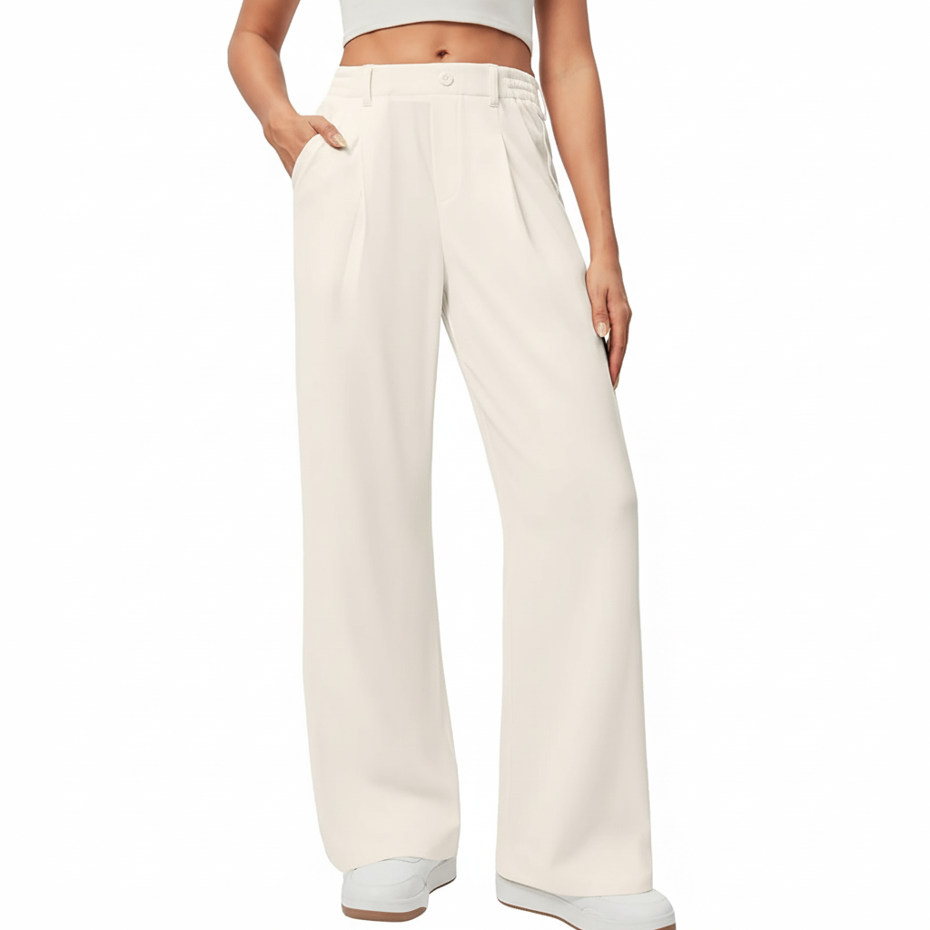 Casual And Comfortable Wide Fit Stretchy Work Pants For Women  – lifestyle view 19