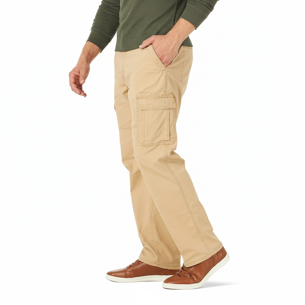 Stretch Cargo Pants With Multi Pockets – side profile view