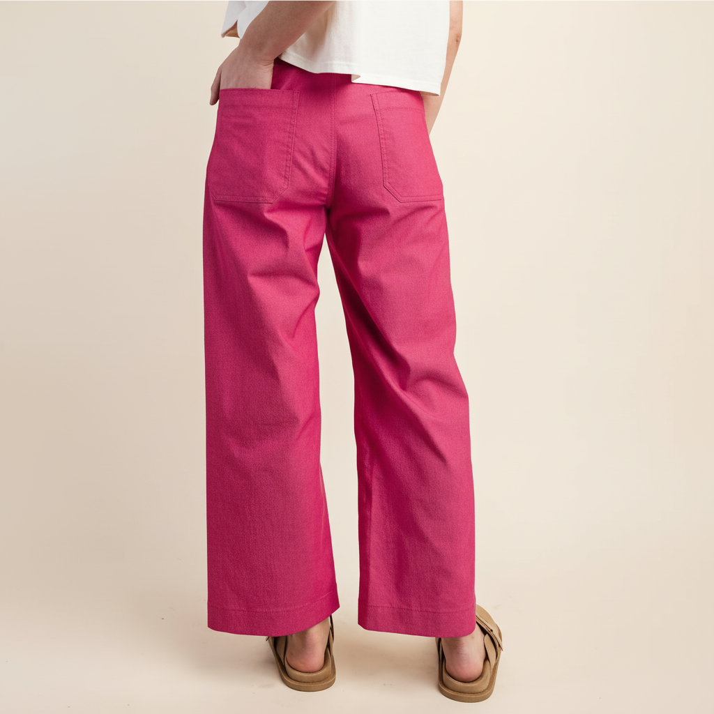 High Rise Cropped Wide Straight Fit Pants With Pockets  – lifestyle view 21