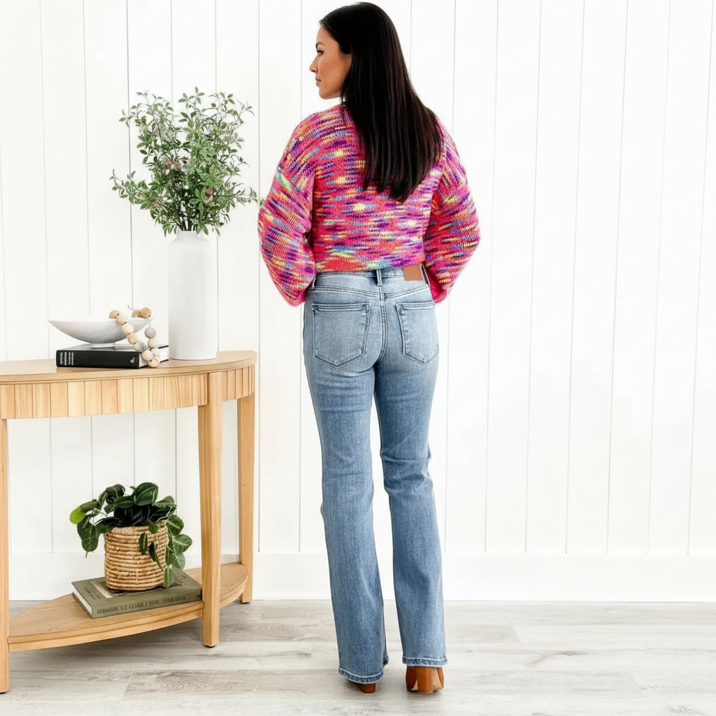 Mid Rise Button Fly Bootcut JeansMid Rise Button Fly Bootcut Jeans - Image 11