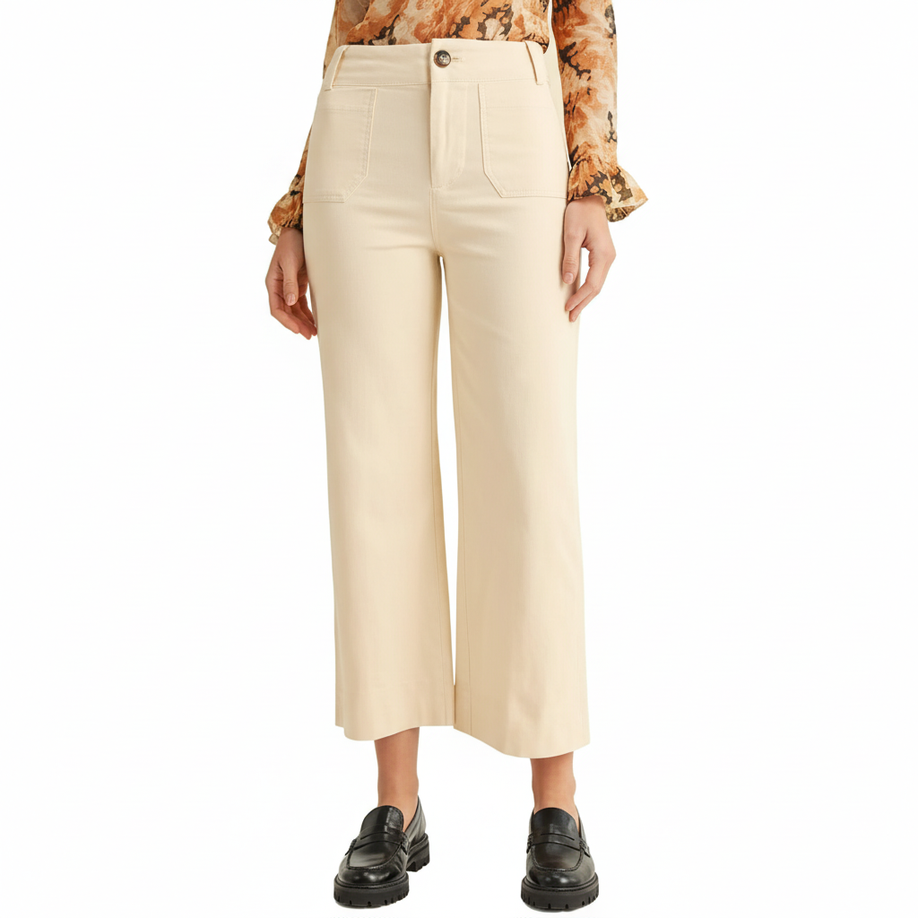 High Rise Cropped Wide Straight Fit Pants With Pockets  – lifestyle view 22