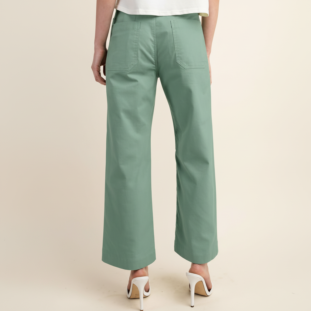 High Rise Cropped Wide Straight Fit Pants With Pockets  – lifestyle view 11