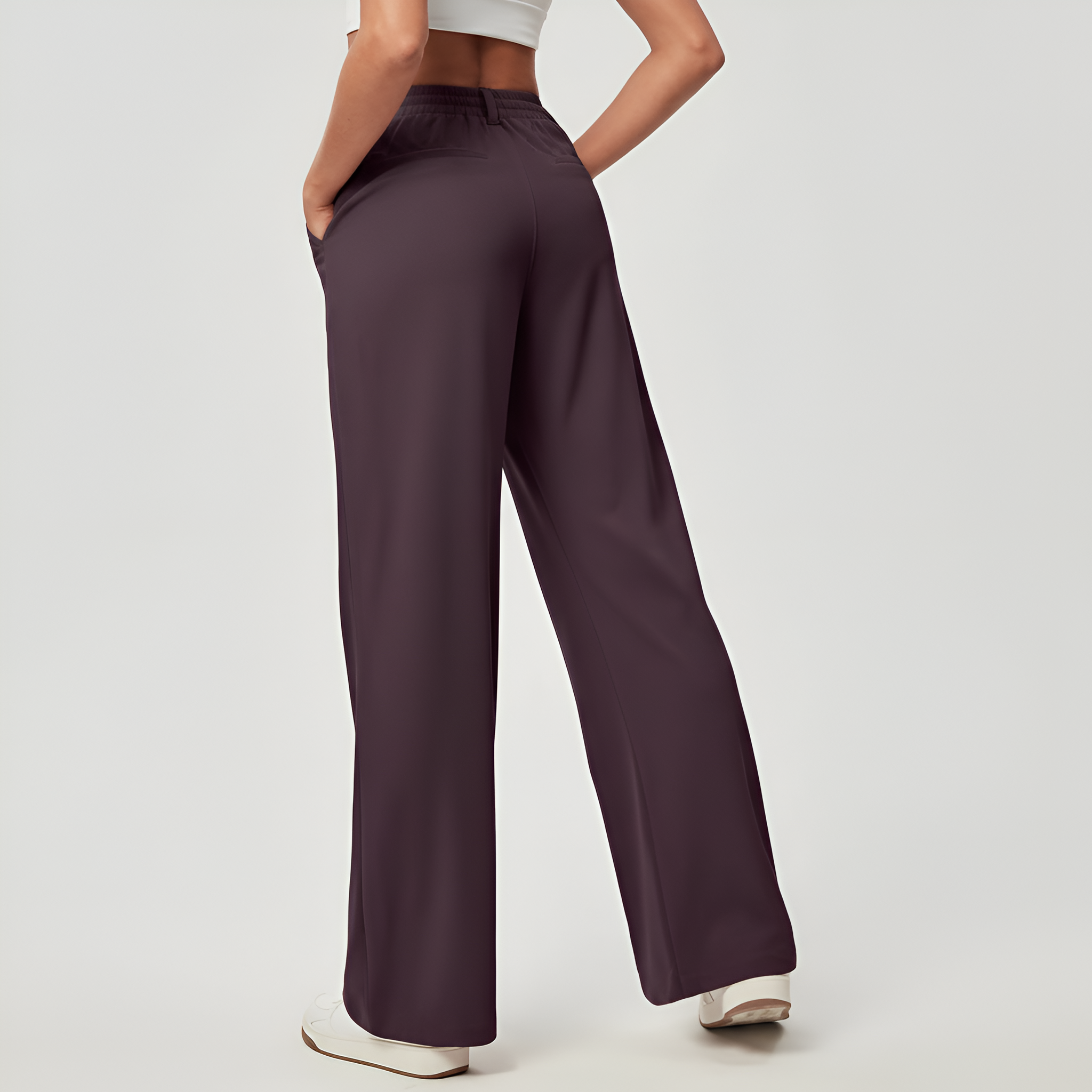 Casual And Comfortable Wide Fit Stretchy Work Pants For Women  – lifestyle view 16