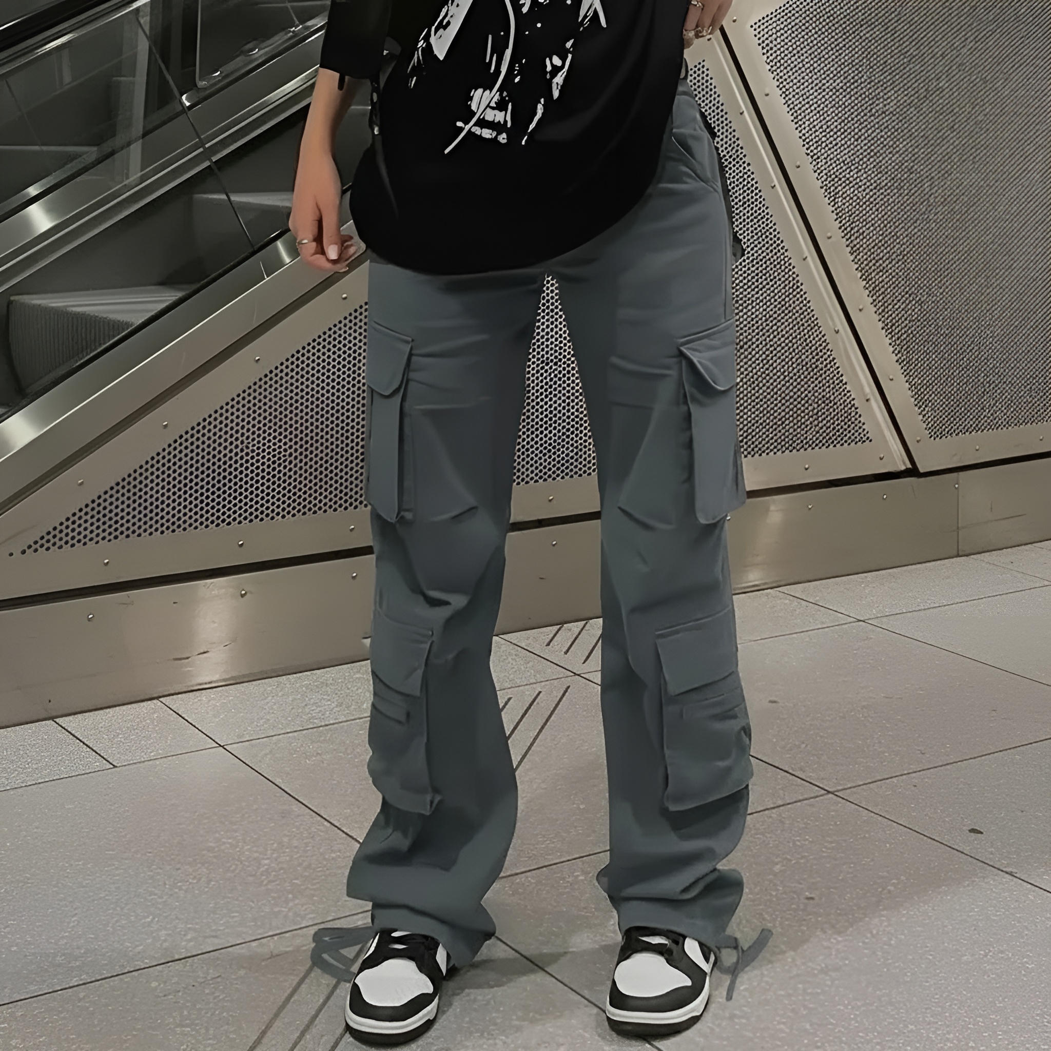 Casual Baggy Streetwear Cargo Pants For Women – styled outfit view