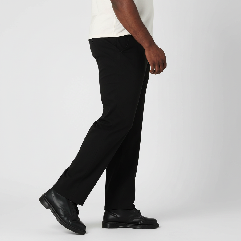 Regular Straight Fit Pant With Flat Front Style For Men – side profile view