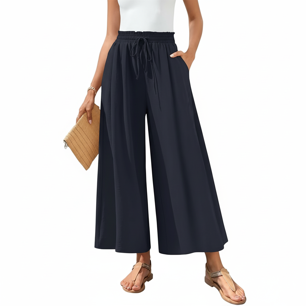 Casual Style Wide Fit Palazzo Pants With Pockets – model wearing view